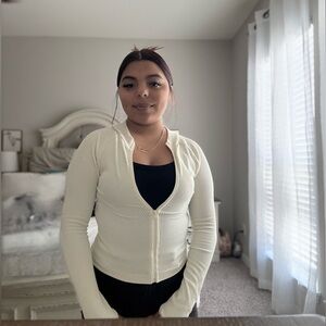 Rue21 Cream Zipper Athletic Jacket